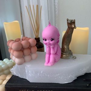 Kewpie cherub hand painted organic candle